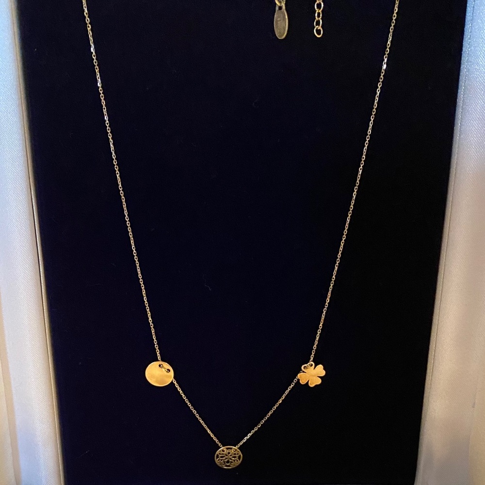 14K Italian Gold Plated Station Charm Necklace